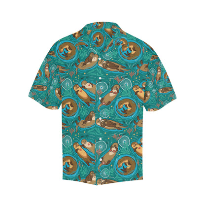 Sea Otter Pattern Print Design 01 Men's Hawaiian Shirt