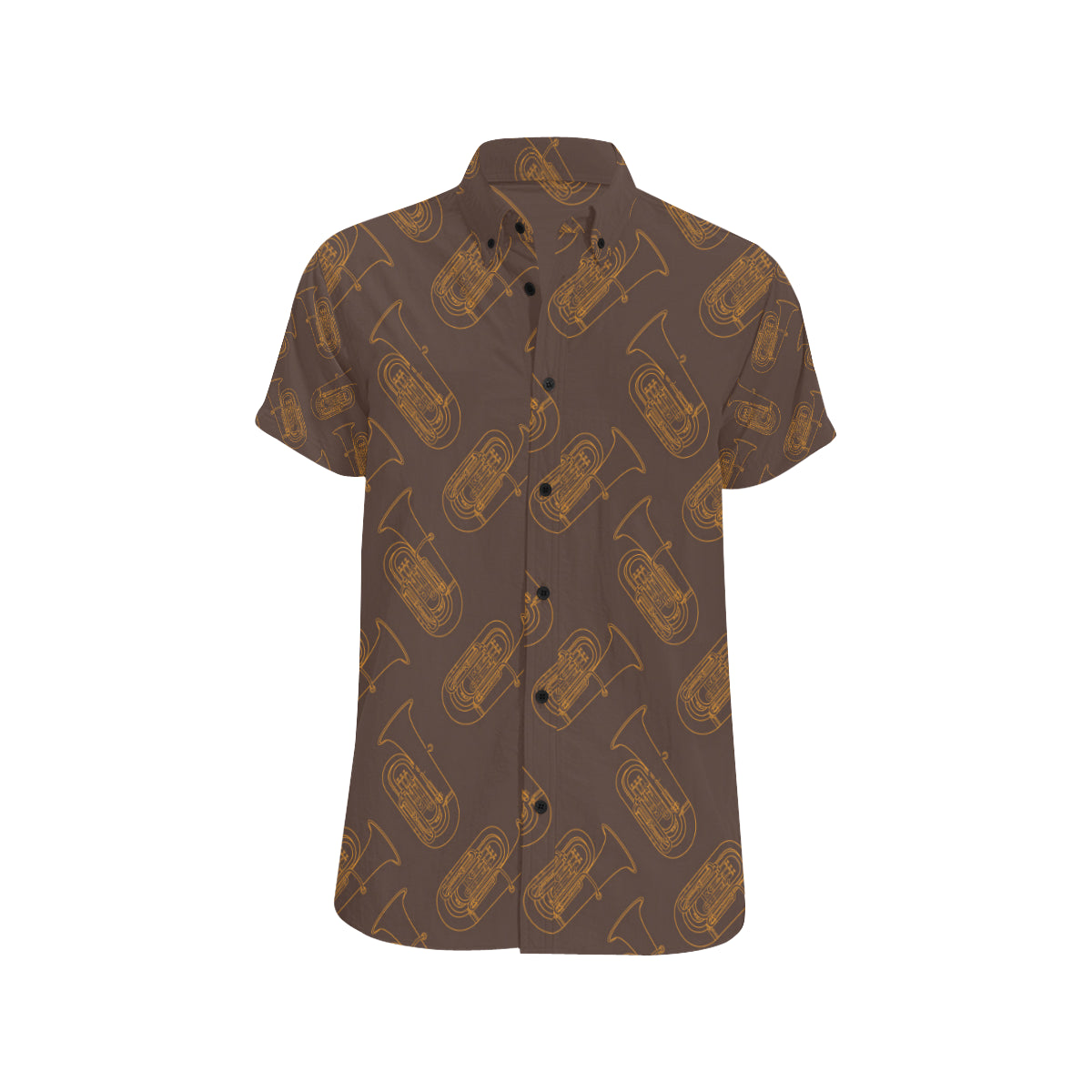 Tuba Pattern Print Design 02 Men's Short Sleeve Button Up Shirt