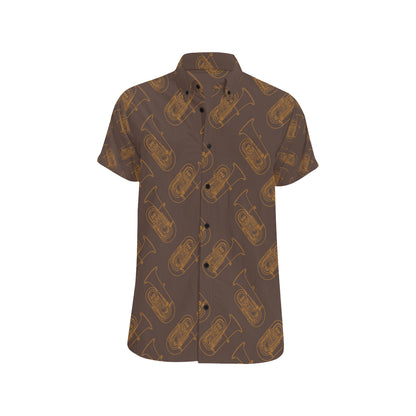 Tuba Pattern Print Design 02 Men's Short Sleeve Button Up Shirt