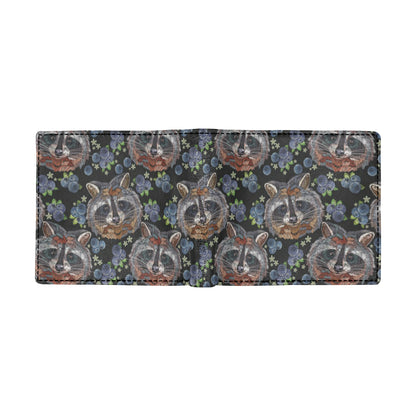 Raccoon Pattern Print Design A03 Men's ID Card Wallet
