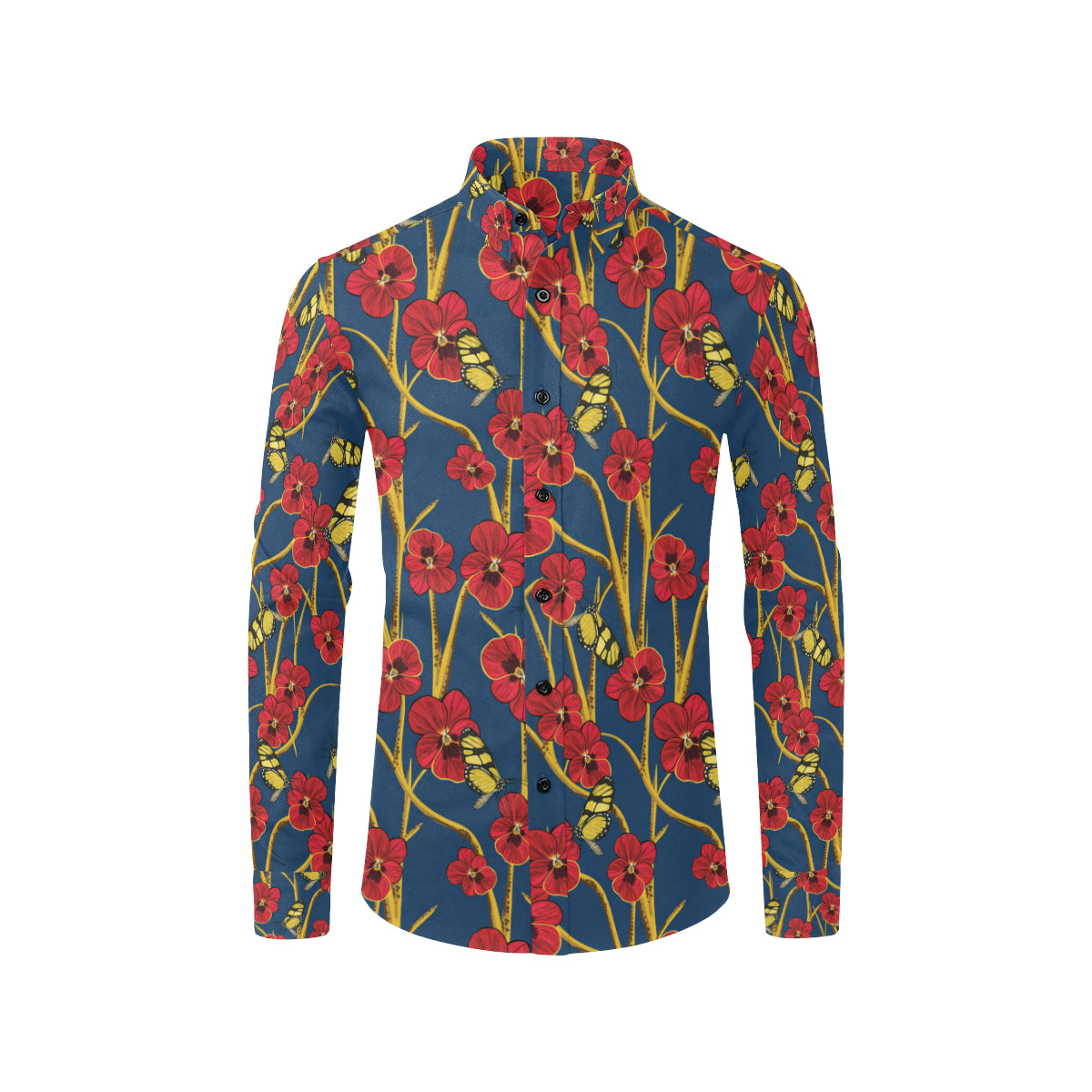 Pansy Pattern Print Design A01 Men's Long Sleeve Shirt
