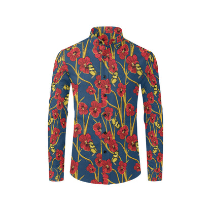 Pansy Pattern Print Design A01 Men's Long Sleeve Shirt