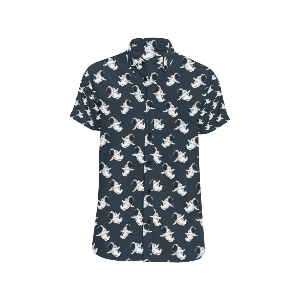 Astronaut Pattern Print Design 02 Men's Short Sleeve Button Up Shirt