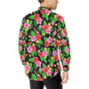 Pink Red Hibiscus Pattern Print Design HB023 Men's Long Sleeve Shirt