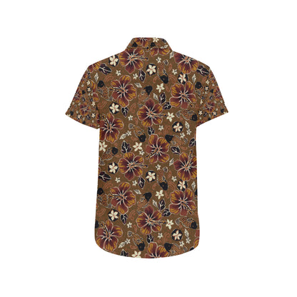 Hawaiian Themed Pattern Print Design H01 Men's Short Sleeve Button Up Shirt