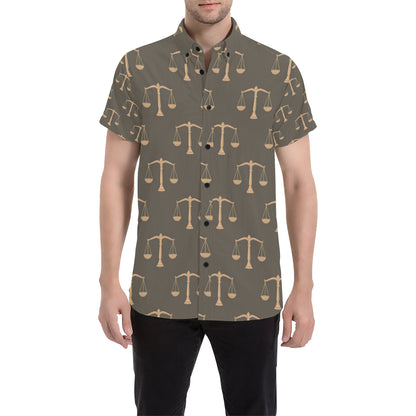 Libra Pattern Print Design 01 Men's Short Sleeve Button Up Shirt