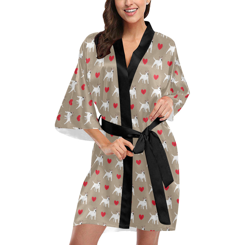 Bull Terriers Pattern Print Design 01 Women's Short Kimono