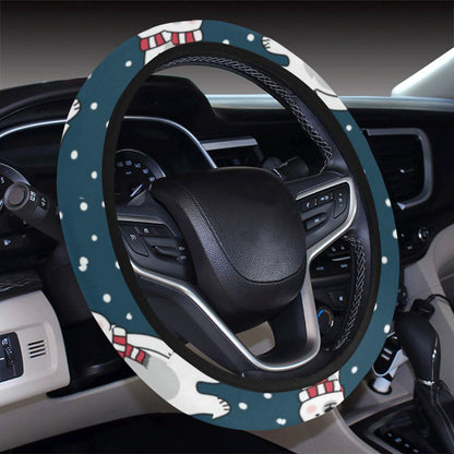 Polar Bear Pattern Print Design PB05 Steering Wheel Cover with Elastic Edge