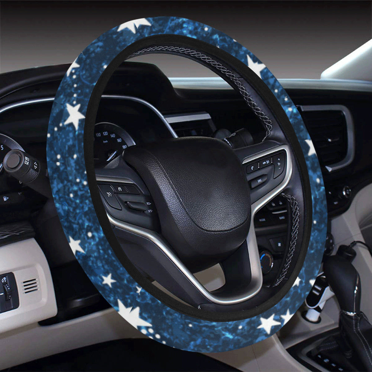 Cosmic Pattern Print Design 05 Steering Wheel Cover with Elastic Edge
