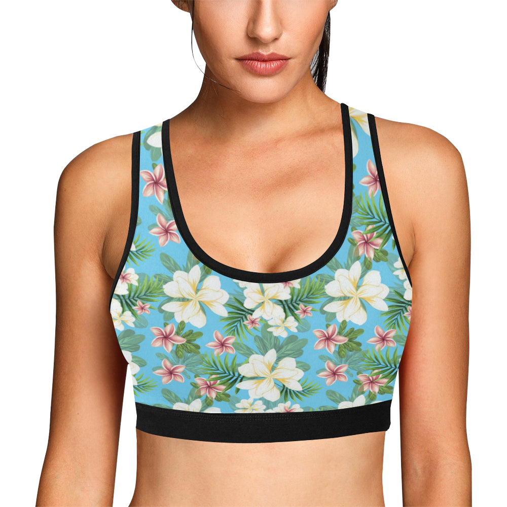 Plumeria Pattern Print Design PM028 Sports Bra