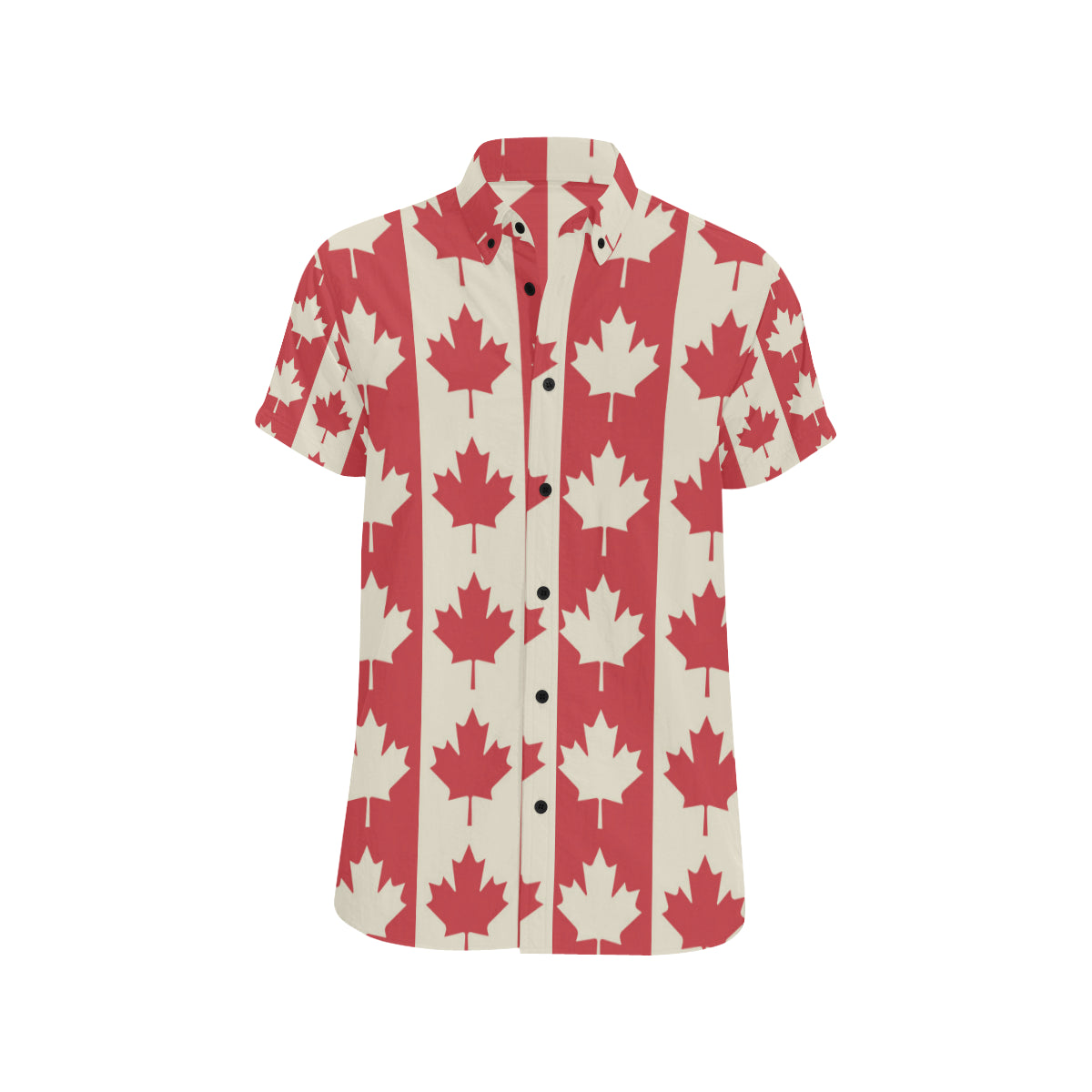 Maple Leaf Pattern Print Design 02 Men's Short Sleeve Button Up Shirt