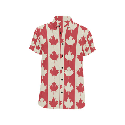 Maple Leaf Pattern Print Design 02 Men's Short Sleeve Button Up Shirt