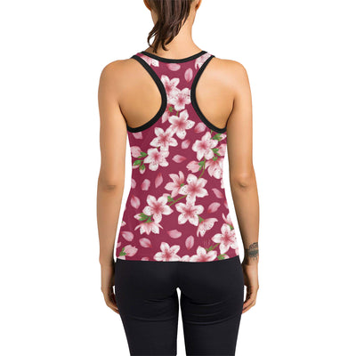 Cherry Blossom Pattern Print Design CB06 Women's Racerback Tank Top