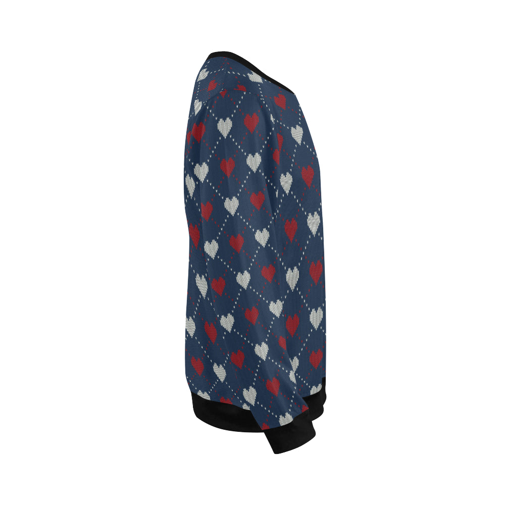 Heart Knit Pattern Print Design HE05 Men Long Sleeve Sweatshirt