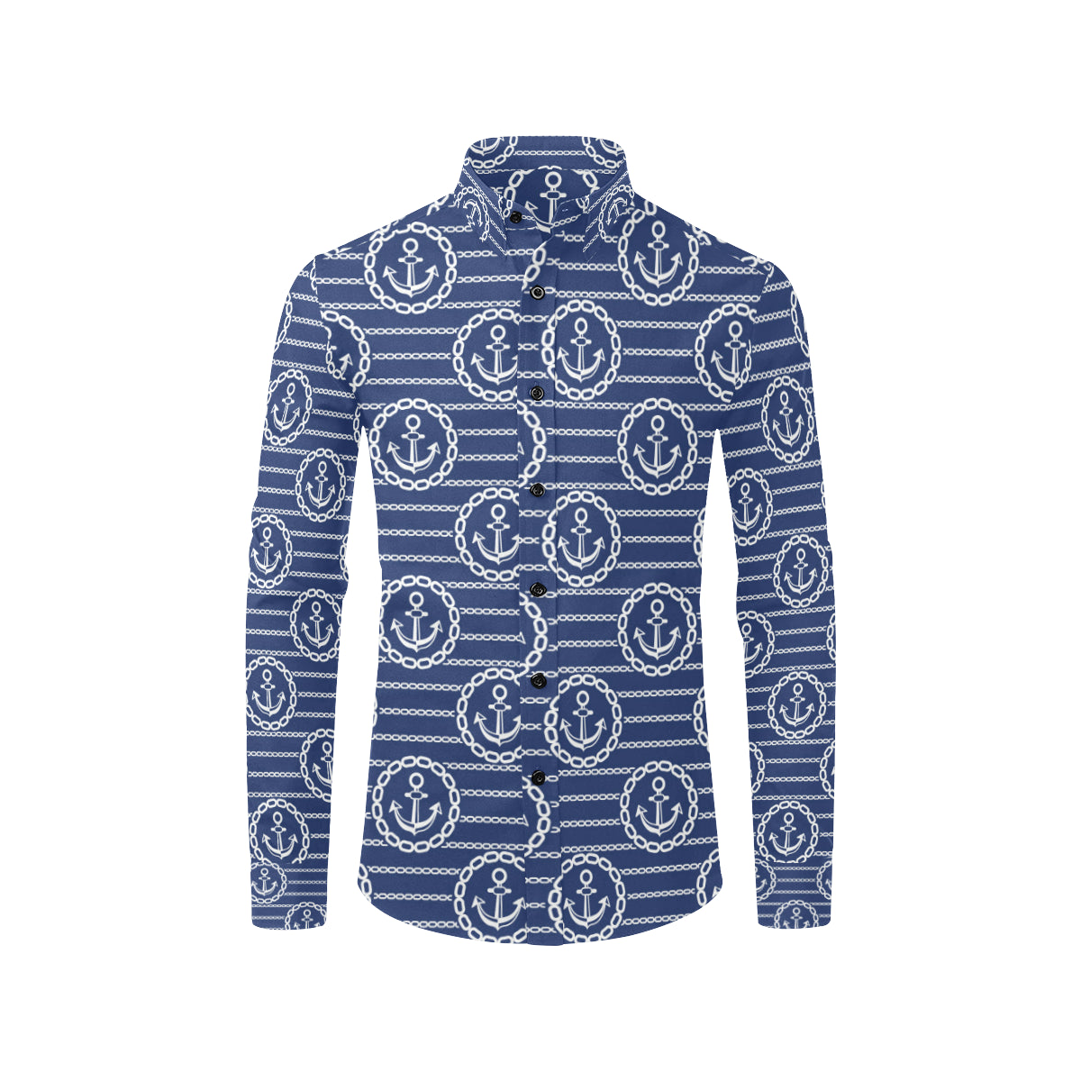 Anchor Stripe Pattern Men's Long Sleeve Shirt