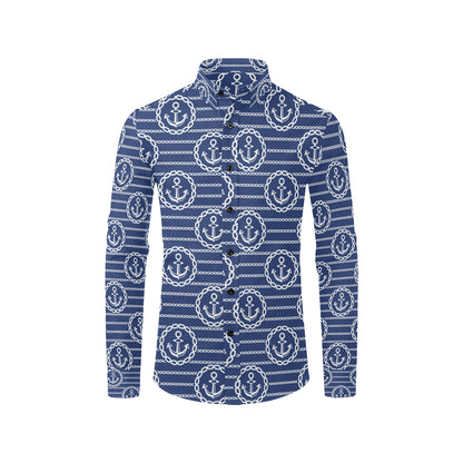 Anchor Stripe Pattern Men's Long Sleeve Shirt
