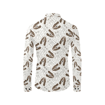 Basset Hound Pattern Print Design 01 Men's Long Sleeve Shirt