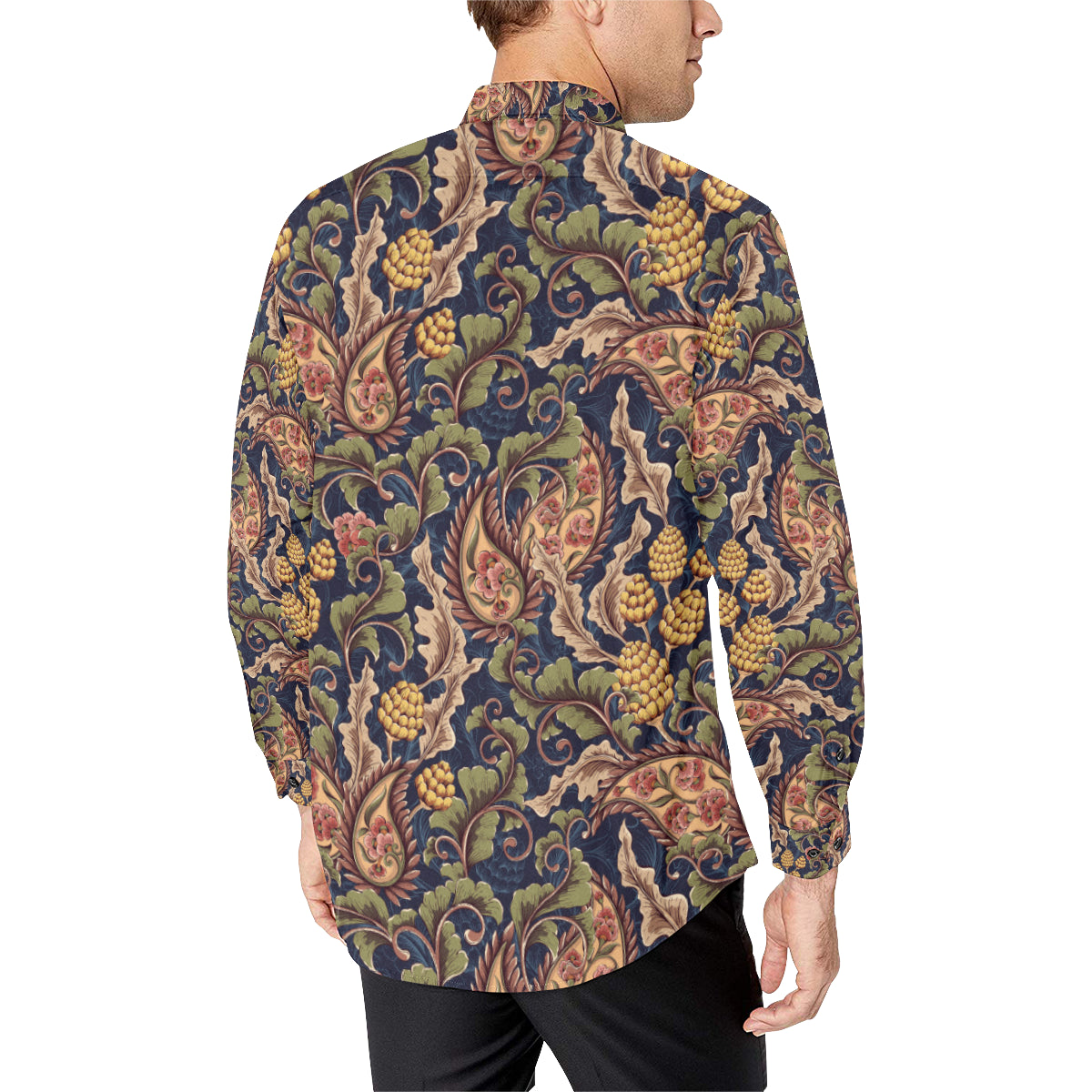 Floral Vintage Classic Print Men's Long Sleeve Shirt