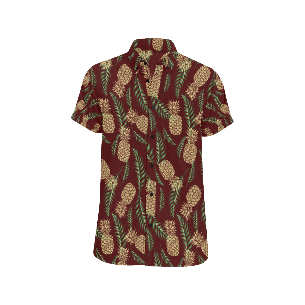Pineapple Pattern Print Design PP013 Men's Short Sleeve Button Up Shirt