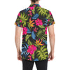 Bird Of Paradise Pattern Print Design BOP014 Men's Short Sleeve Button Up Shirt