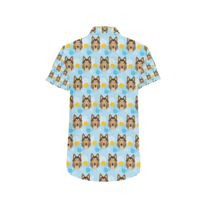 Collies Pattern Print Design 02 Men's Short Sleeve Button Up Shirt