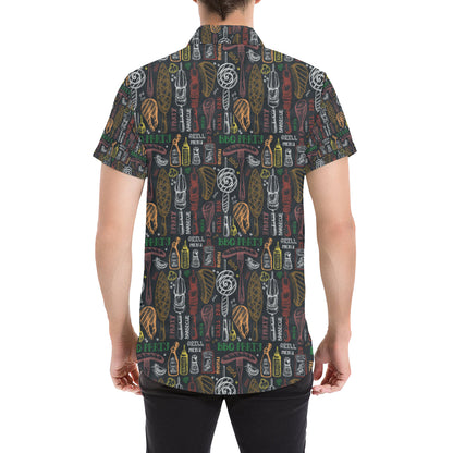 Barbecue Pattern Print Design 03 Men's Short Sleeve Button Up Shirt