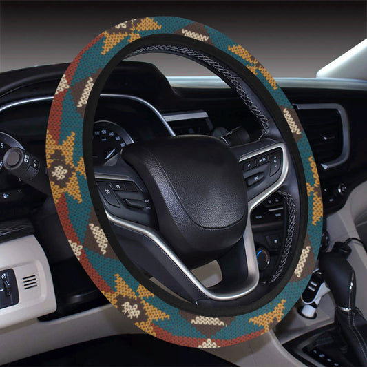 Knit Aztec Tribal Steering Wheel Cover with Elastic Edge