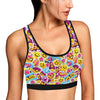 Emoji Sticker Print Pattern Sports Bra