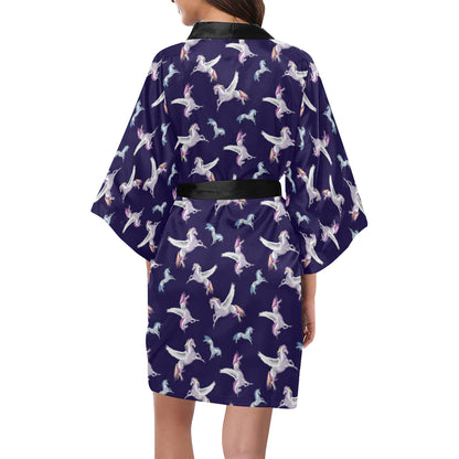 Pegasus Pattern Print Design 02 Women's Short Kimono