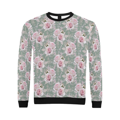 Rose White Pattern Print Design RO012 Men Long Sleeve Sweatshirt