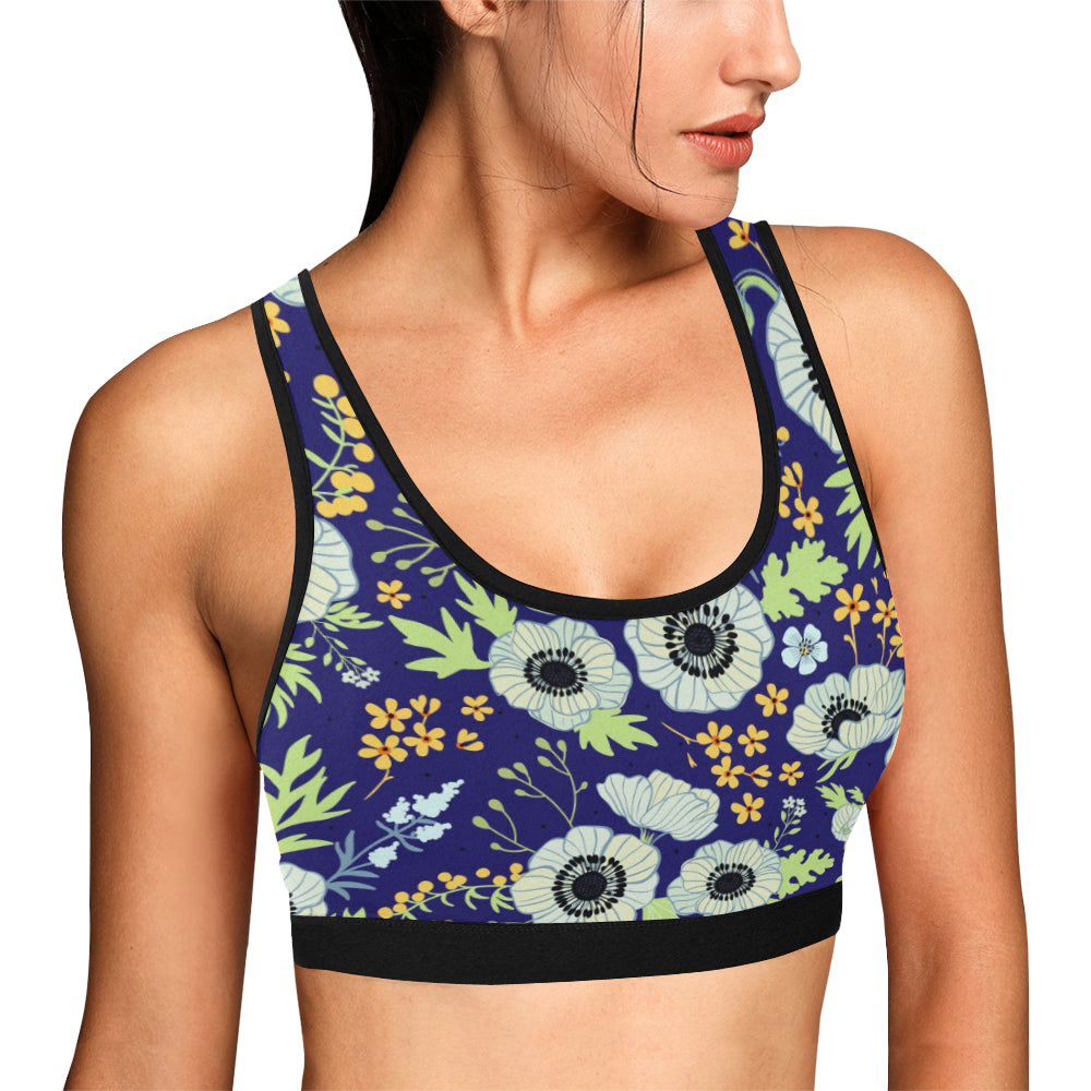 Anemone Pattern Print Design AM06 Sports Bra