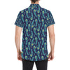 Peacock Feather Blue Design Print Men's Short Sleeve Button Up Shirt