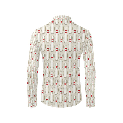 Bowling Pin Pattern Print Design 01 Men's Long Sleeve Shirt
