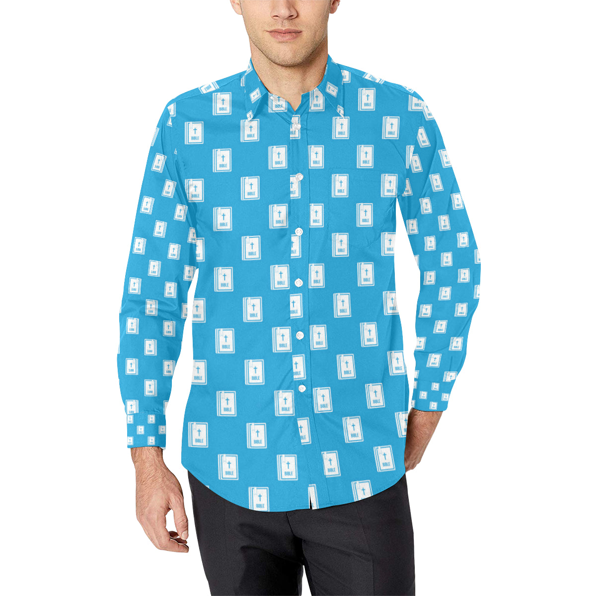 Bible Pattern Print Design 02 Men's Long Sleeve Shirt
