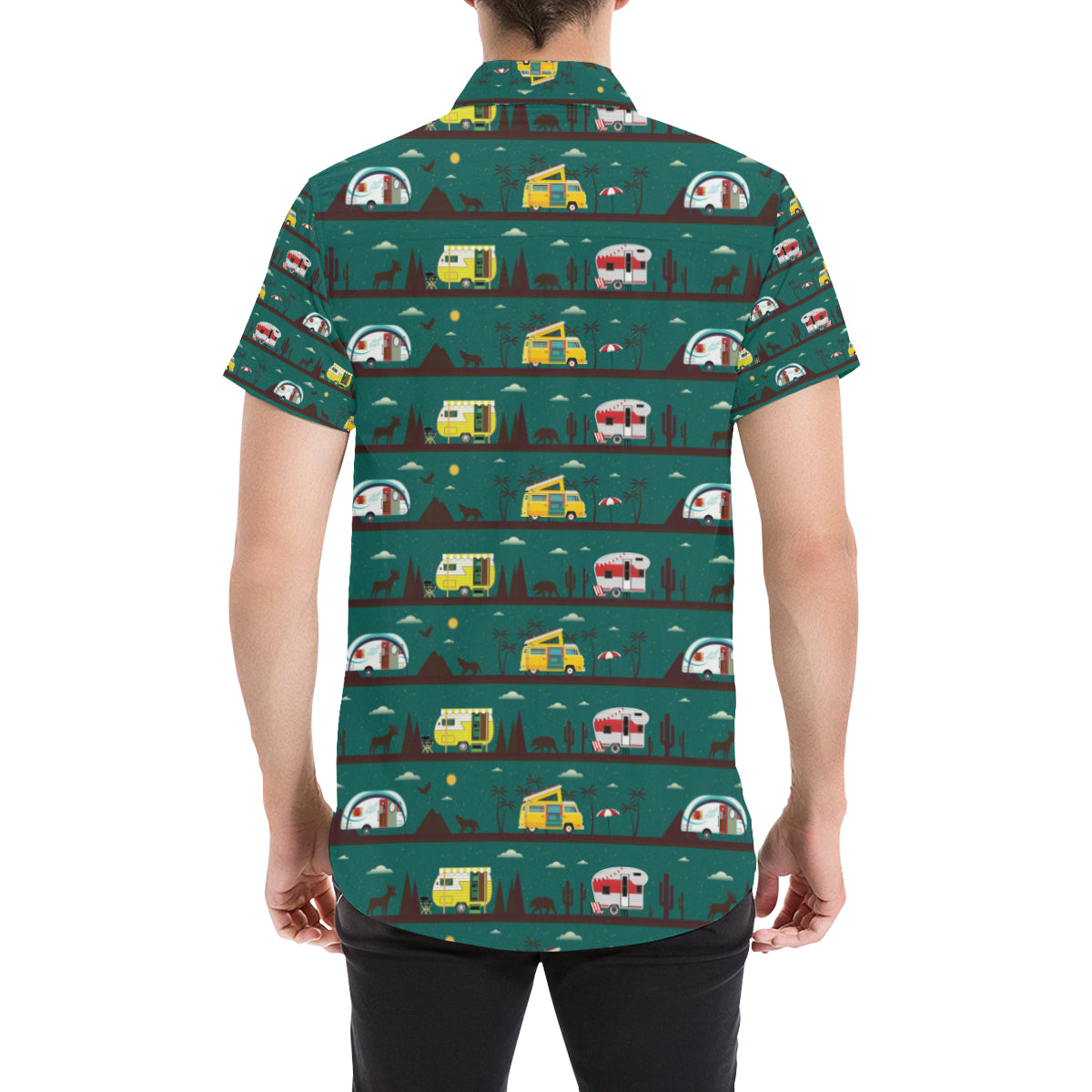 Camper Pattern Print Design 05 Men's Short Sleeve Button Up Shirt