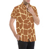 Giraffe Texture Print Men's Short Sleeve Button Up Shirt