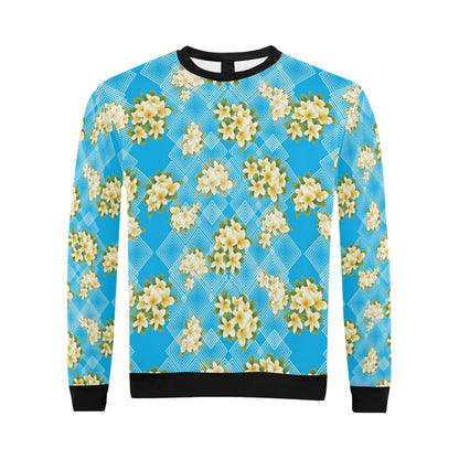 Yellow Plumeria Design Print Pattern Men Long Sleeve Sweatshirt