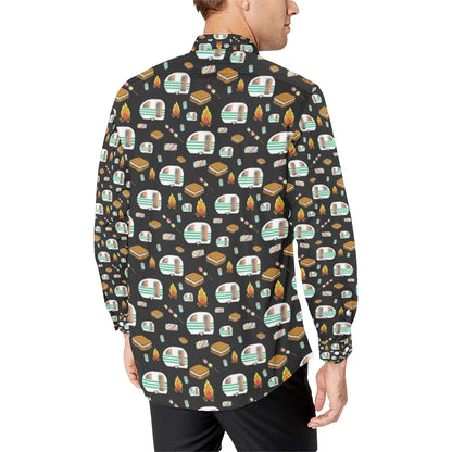 Camper marshmallow Camping Design Print Men's Long Sleeve Shirt