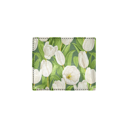 Tulip White Pattern Print Design TP05 Men's ID Card Wallet