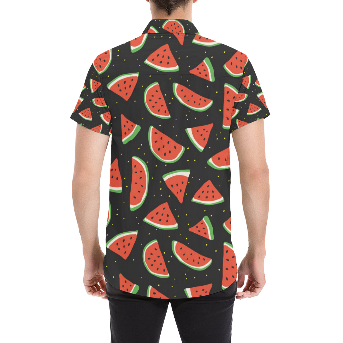 Watermelon Pattern Print Design WM09 Men's Short Sleeve Button Up Shirt