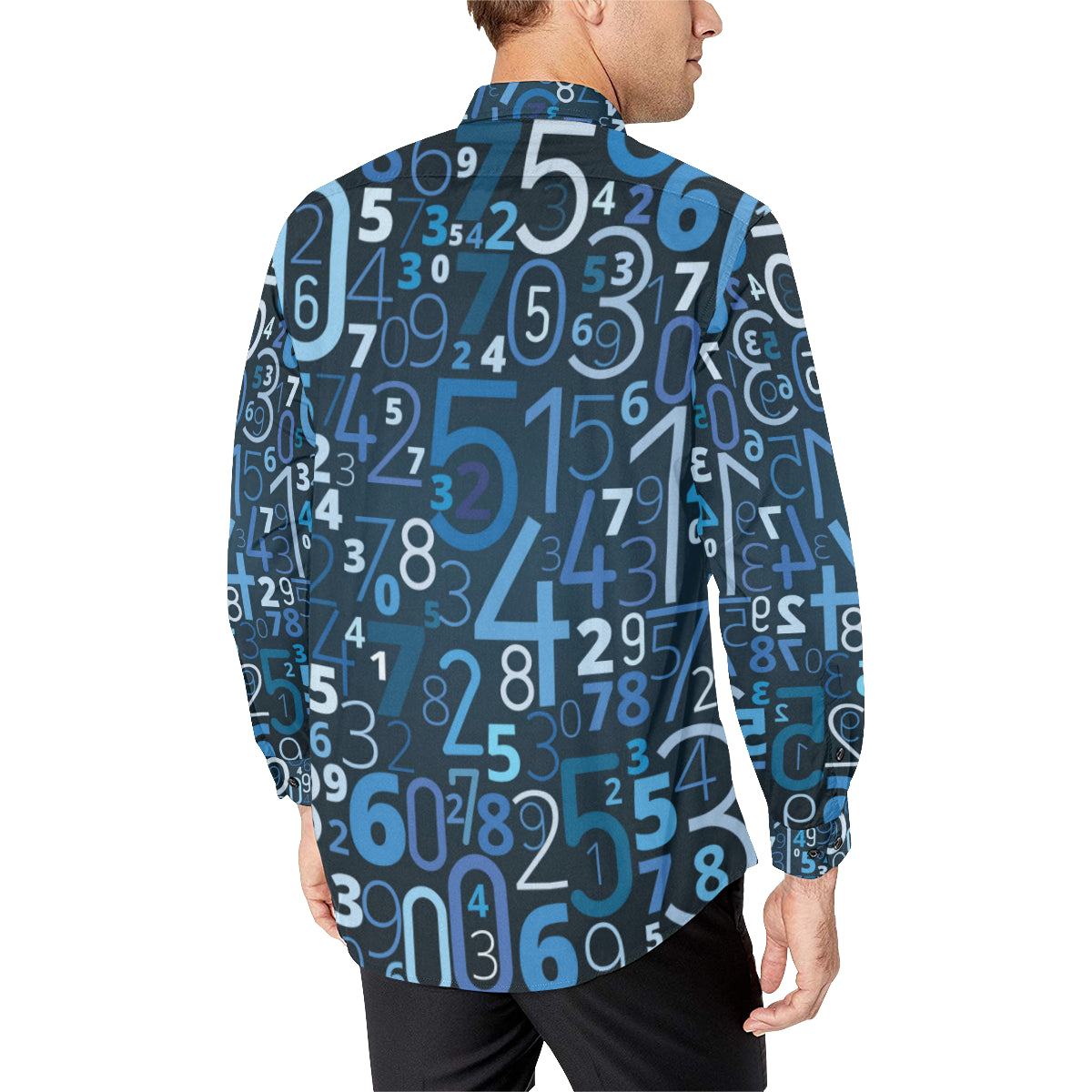 Number Pattern Print Design A02 Men's Long Sleeve Shirt