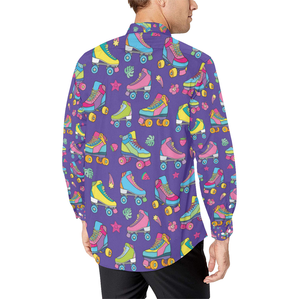 Roller skate Colorful Pattern Print Design A05 Men's Long Sleeve Shirt