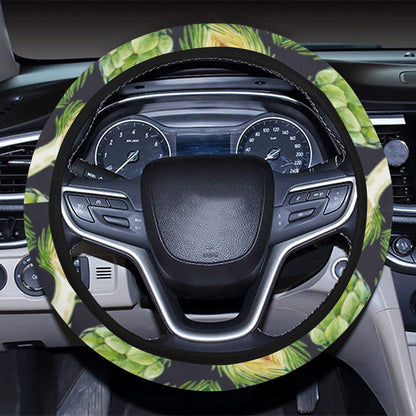 Artichoke Pattern Print Design 01 Steering Wheel Cover with Elastic Edge