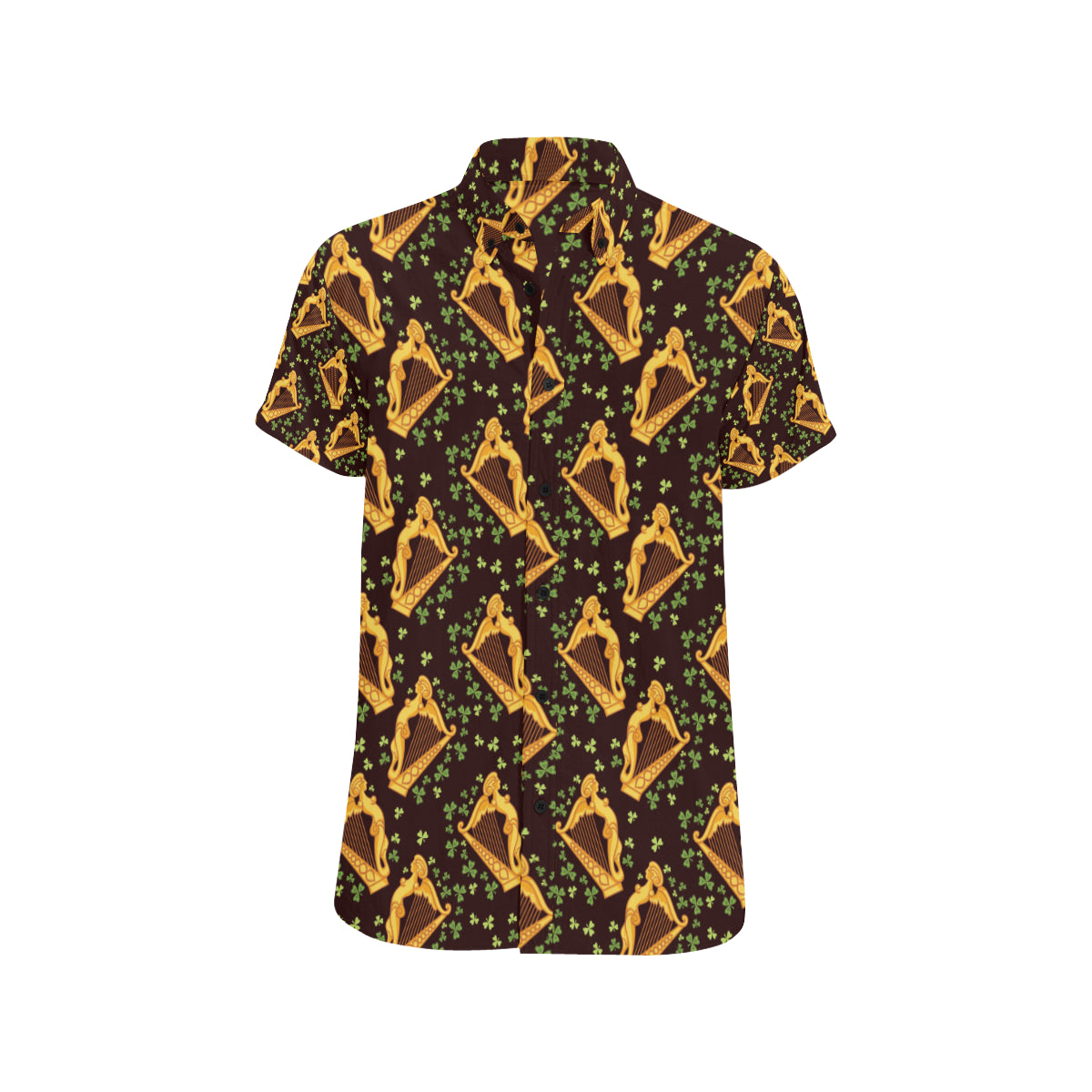 Harp Pattern Print Design 02 Men's Short Sleeve Button Up Shirt