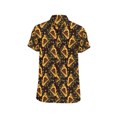 Harp Pattern Print Design 02 Men's Short Sleeve Button Up Shirt