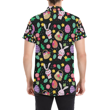 Easter Eggs Pattern Print Design RB05 Men's Short Sleeve Button Up Shirt