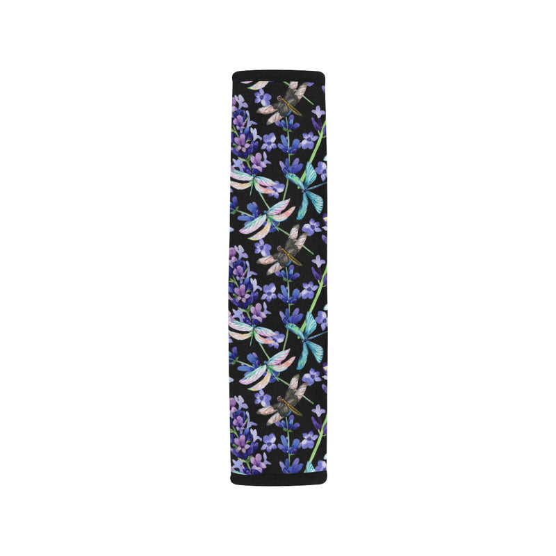 Lavender Dragonfly Pattern Print Design LV03 Car Seat Belt Cover