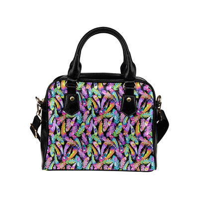 Neon Feather Pattern Print Design A02 Shoulder Handbag