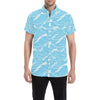 Ocean Wave Pattern Print Design A01 Men's Short Sleeve Button Up Shirt