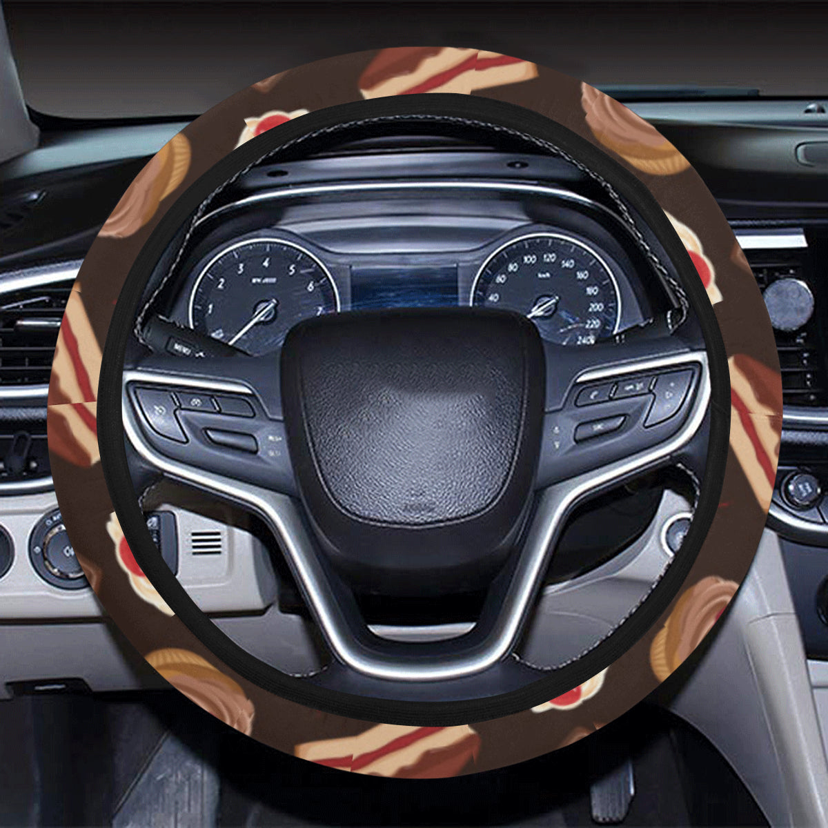 Cake Pattern Print Design 04 Steering Wheel Cover with Elastic Edge